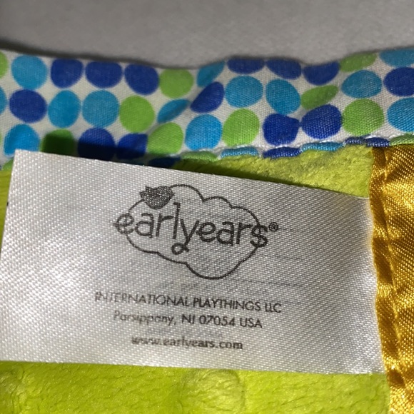 Early Years Plush Hedgehog Clip Minky Dot Baby Security Blanket Lovey Green Blue - Picture 5 of 9